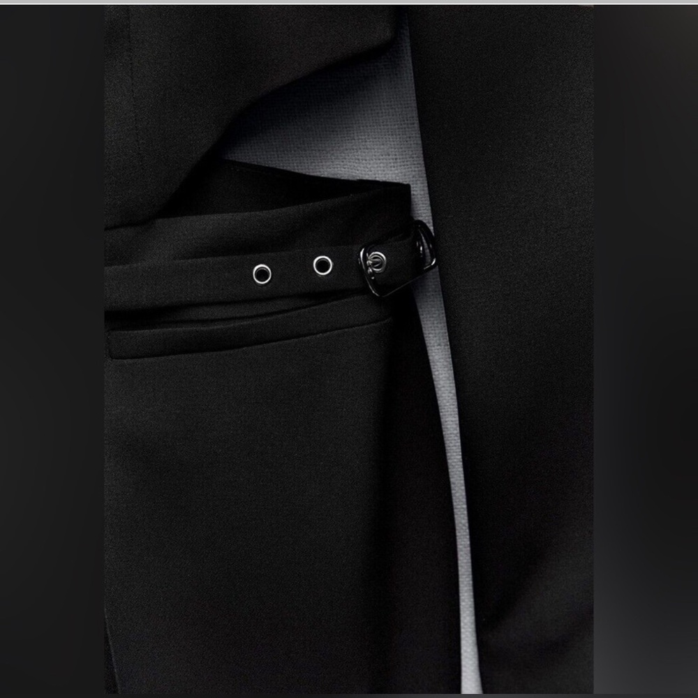 ZARA ~ BLACK CUT-OUT FULL LENGTH JUMPSUIT BLAZER - Picture 6 of 15